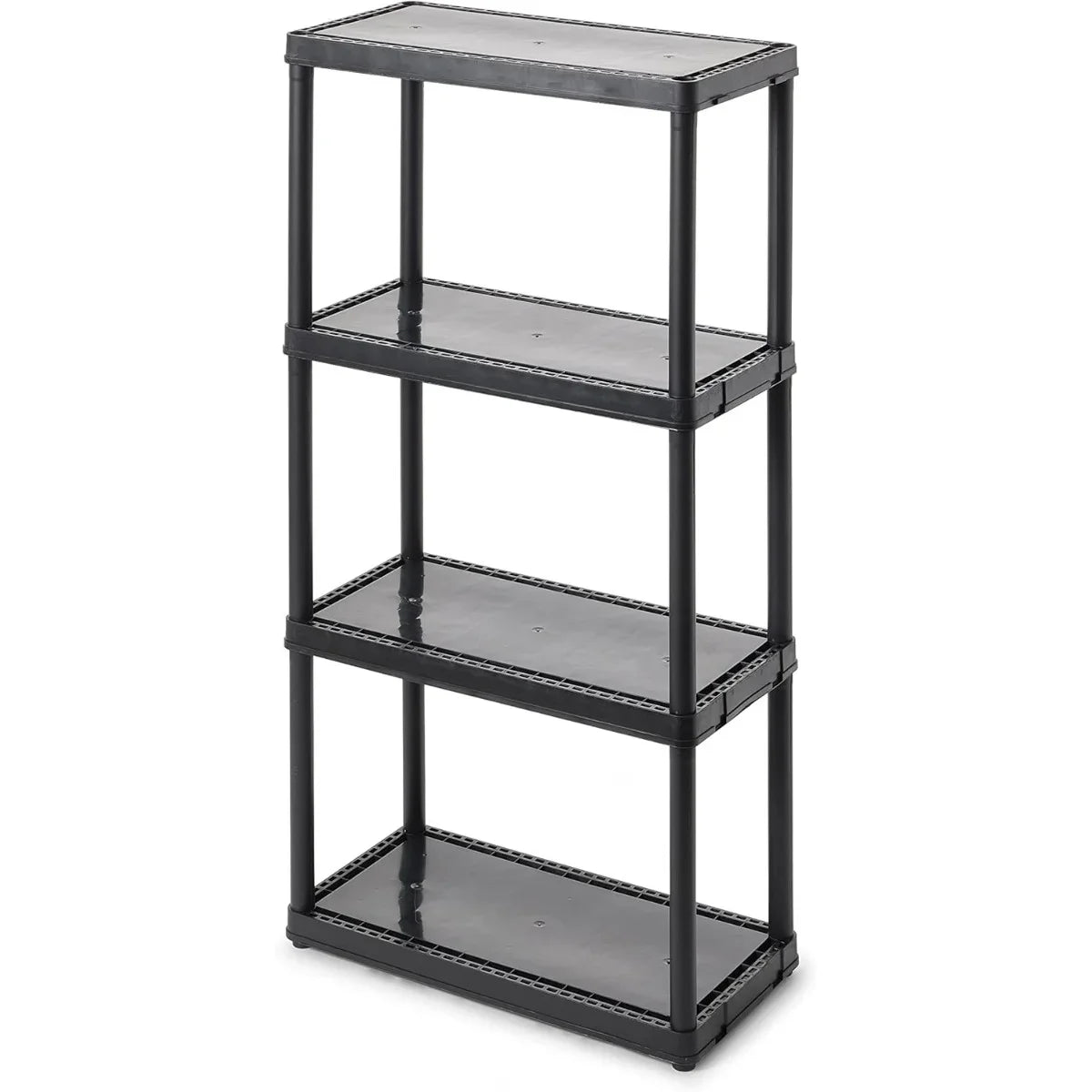 Multipurpose 4 Shelf Modular Design Solid Plastic Lightweight Storage Unit for Indoor and Outdoor Home or Office Organization; Black