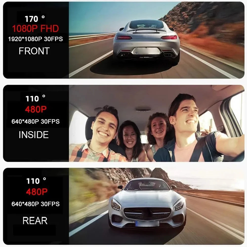 Andoer Dash Camera;Mirror Car Video 3 Cameras Car Rearview Mirror Car Camera Auto Rearview Mirror Car Safety 2in Clear Car Clear Car Rearview Dash Cam Camera Cars Car Qisuo VideoDash Wenzi Buzhi