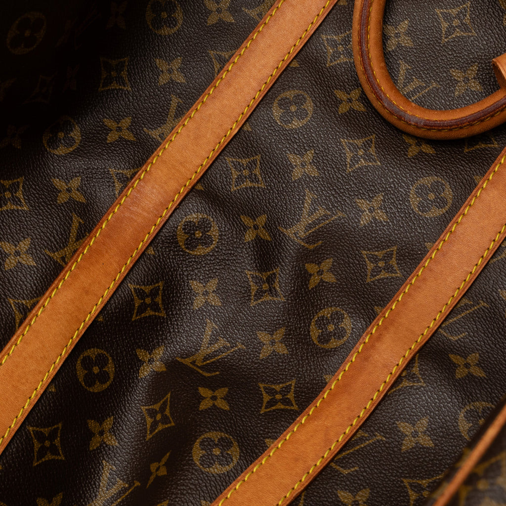 Authenticated Louis Vuitton Monogram Keepall 55 Canvas Brown Travel Bag WeekenderBag Unisex (Good)