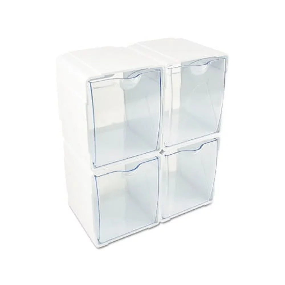 Tilt Bin Interlocking 4-Bin Organizer 4 5/8 x 4 7/8 x 5 1/2; White/Clear