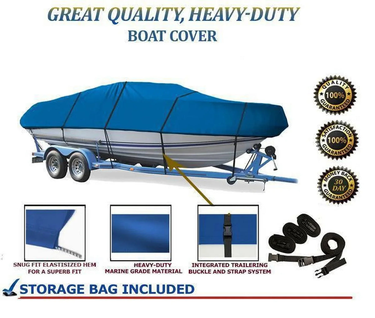 BLUE; GREAT QUALITY BOAT COVER Compatible for ESSEX GENESIS 20.5 I/O 1996 1997 1998 1999 2000 2001