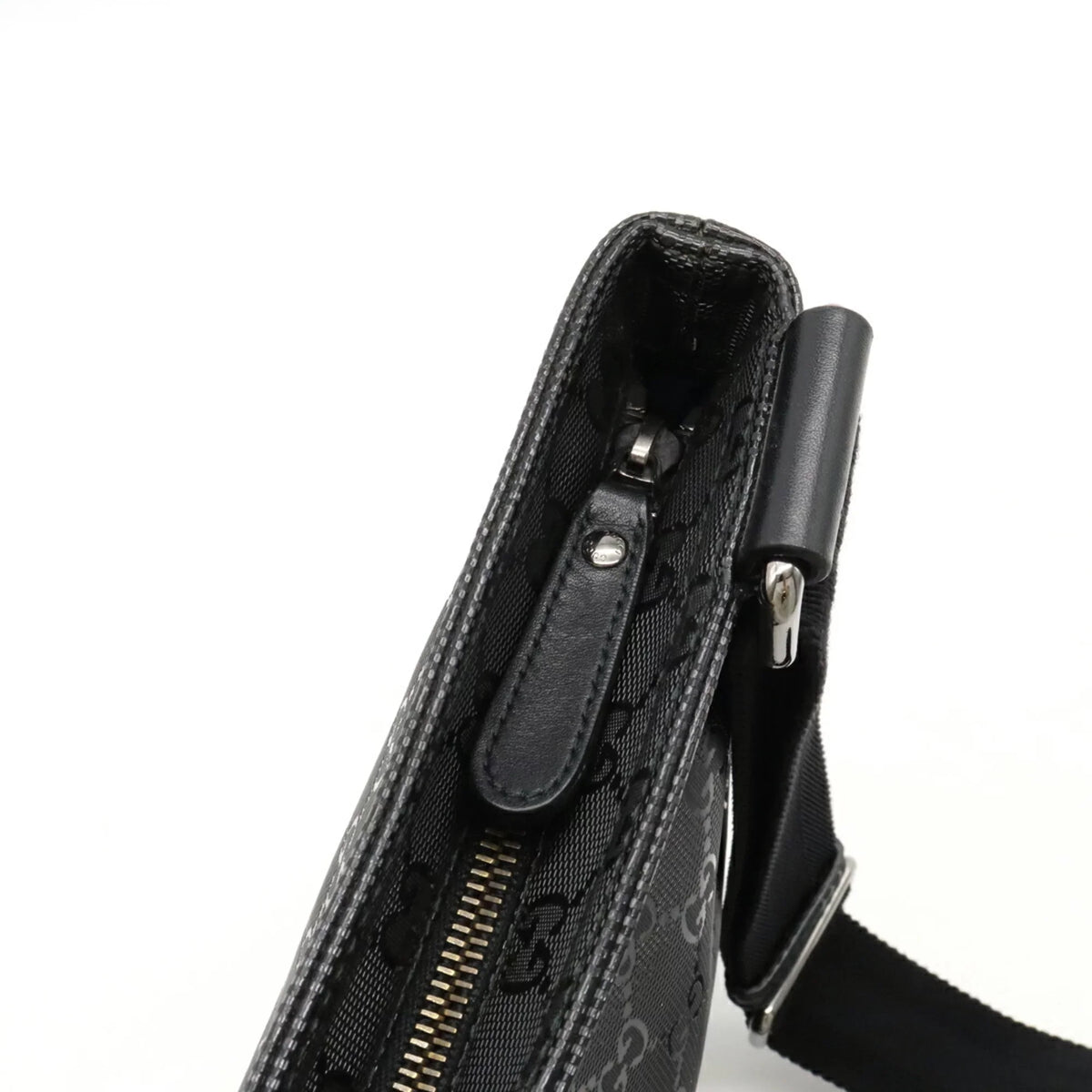 GUCCI Gucci GG Imprime Crossbody Shoulder Bag PVC Leather Black 201446 (Good)