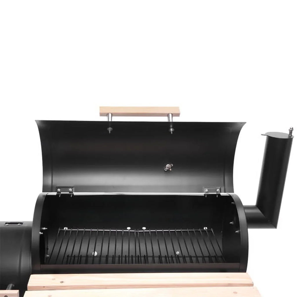 Grill; DFITO Charcoal BBQ Grill Outdoor Charcoal Grill with Smoker; 24.4" L x 29.6" H BBQ Grill with Side Burner/Thermometer; Small Grills Outdoor Cooking for Camp Backyard; Black